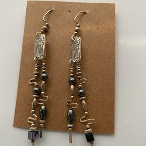 Silver-Tone Hematite Bead Drop Earrings - Women's Jewelry